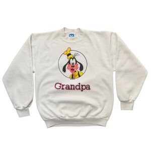 Vintage 80s Disney Goofy Grandpa Airbrush Art Graphic Pullover Crewneck Sweater
